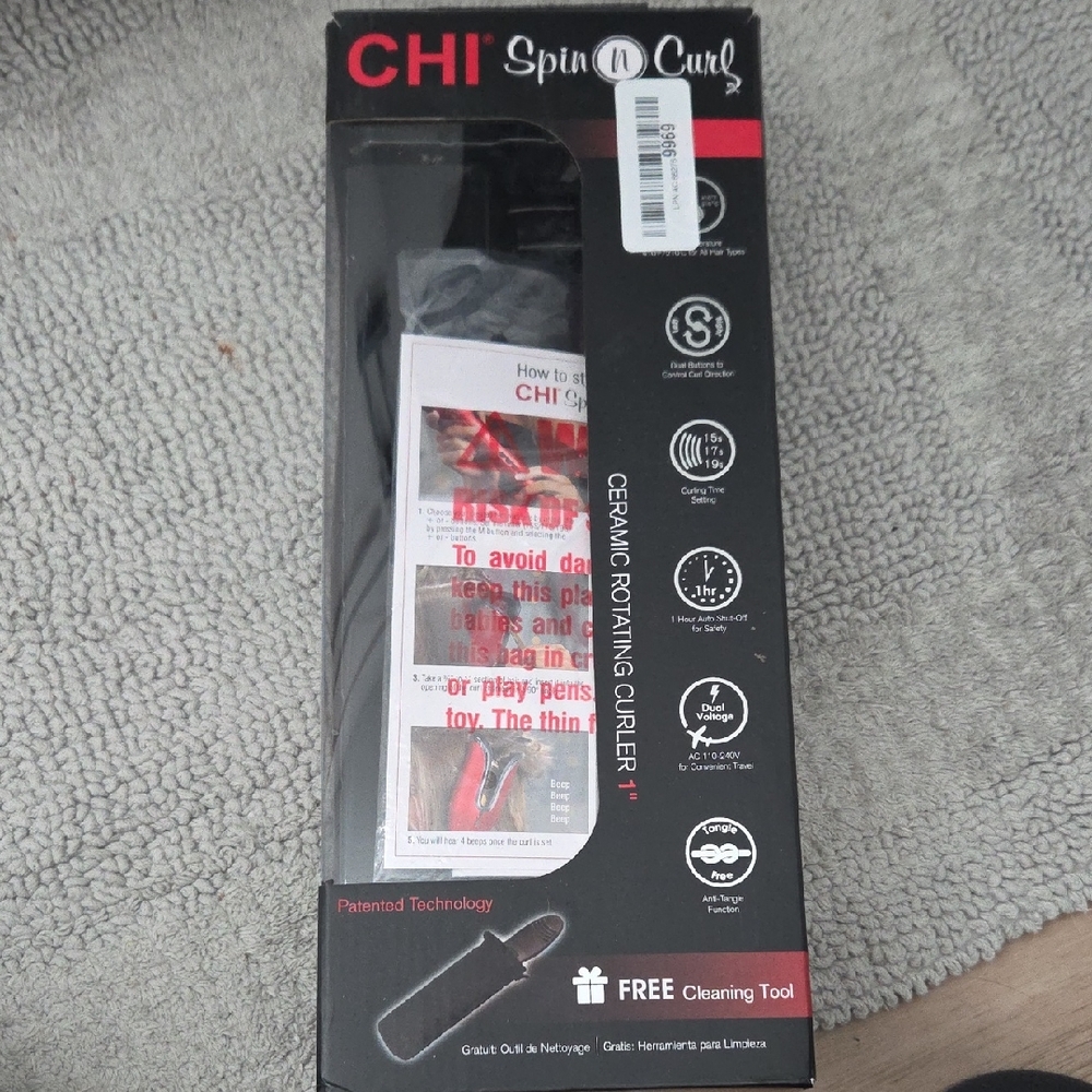 CHI Spin N Curl Ceramic Rotating Curler — Black